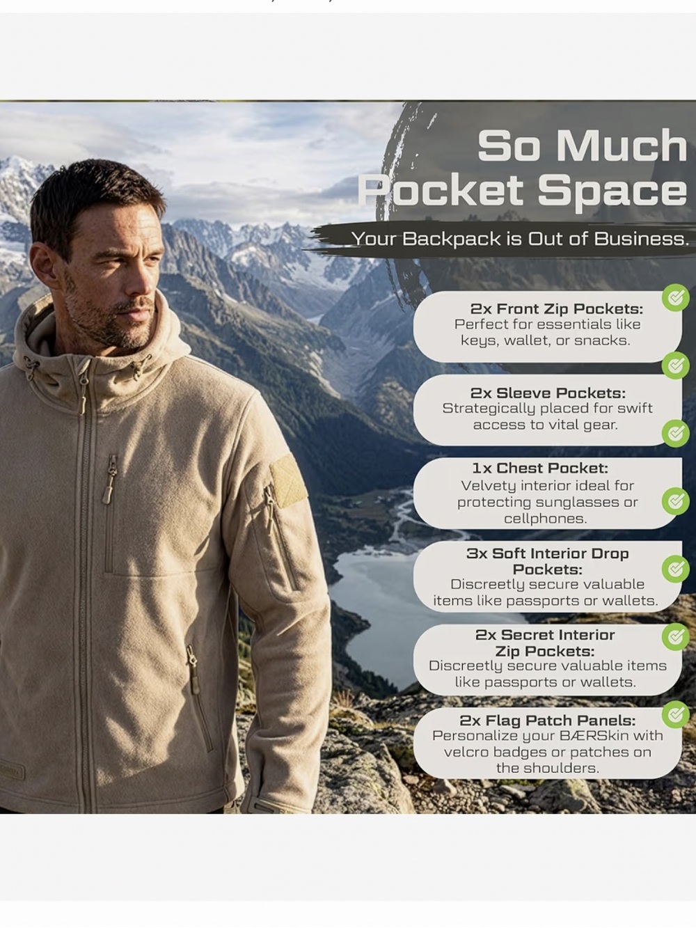 BNWT BÆRSkin Baer Skin tactical hoodie Men's Hooded Jacket - Tan